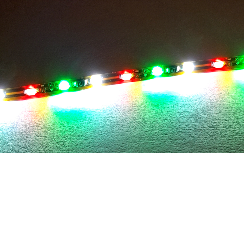 20cm LED Strip grün - weiß - rot, b=1,6mm, 195 LEDs/m Muster 006