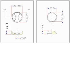 60° Linse für 1W 3W Power LED, 23mm Ø, klar, weißes Gehäuse