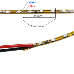 20cm LED Strip weiß b=1,6mm, 195 LEDs/m Muster 001